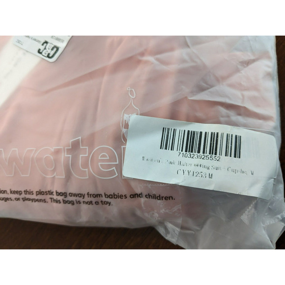 Cupshe One Piece Swimsuit M Pink Halter Plunging Neck Ruched Striped Bottom Swim - Picture 10 of 11